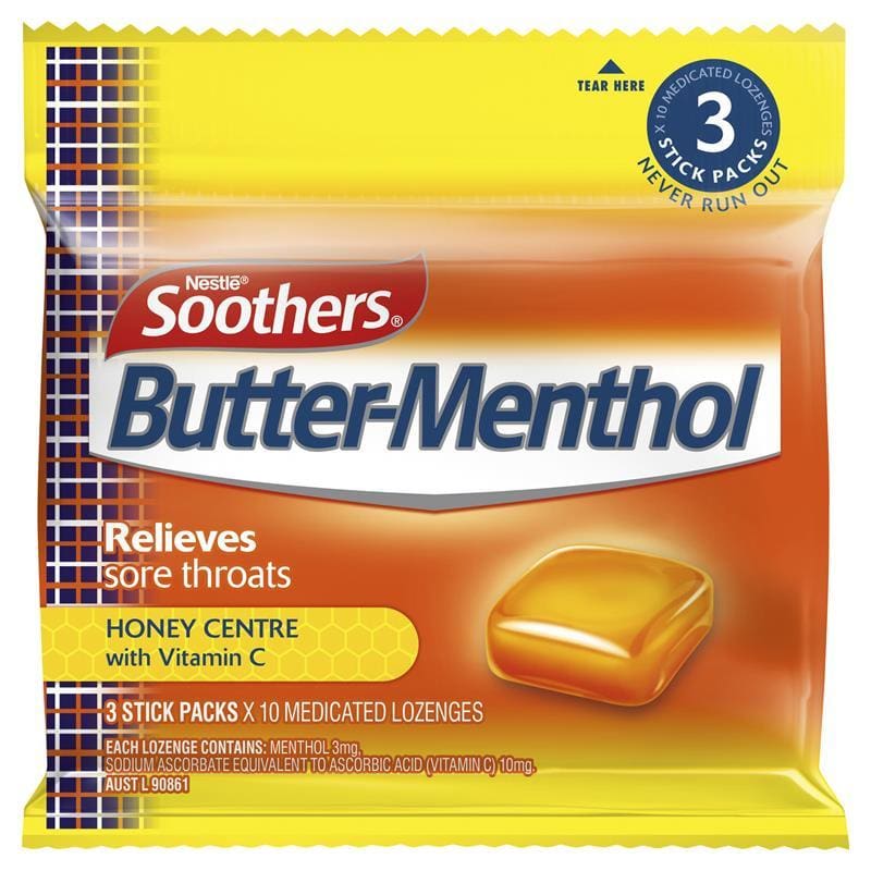 Buttermenthol Honey 3x10 Lozenge Multipack front image on Livehealthy HK imported from Australia