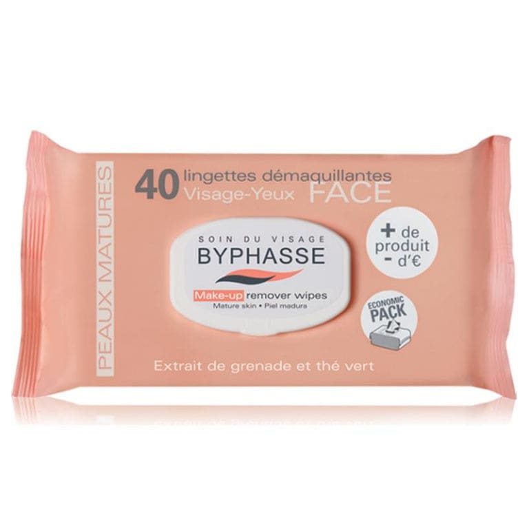 Byphasse Makeup Remover Wipes Mature Skin 40 Wipes front image on Livehealthy HK imported from Australia