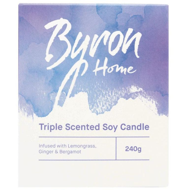 Byron Home Triple Scented Soy Candle Lemongrass Ginger & Bergamot front image on Livehealthy HK imported from Australia