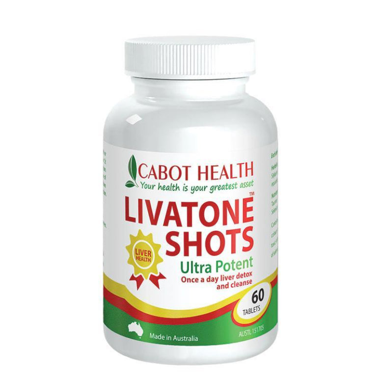 Cabot Health Livatone Shots 60 Tablets front image on Livehealthy HK imported from Australia
