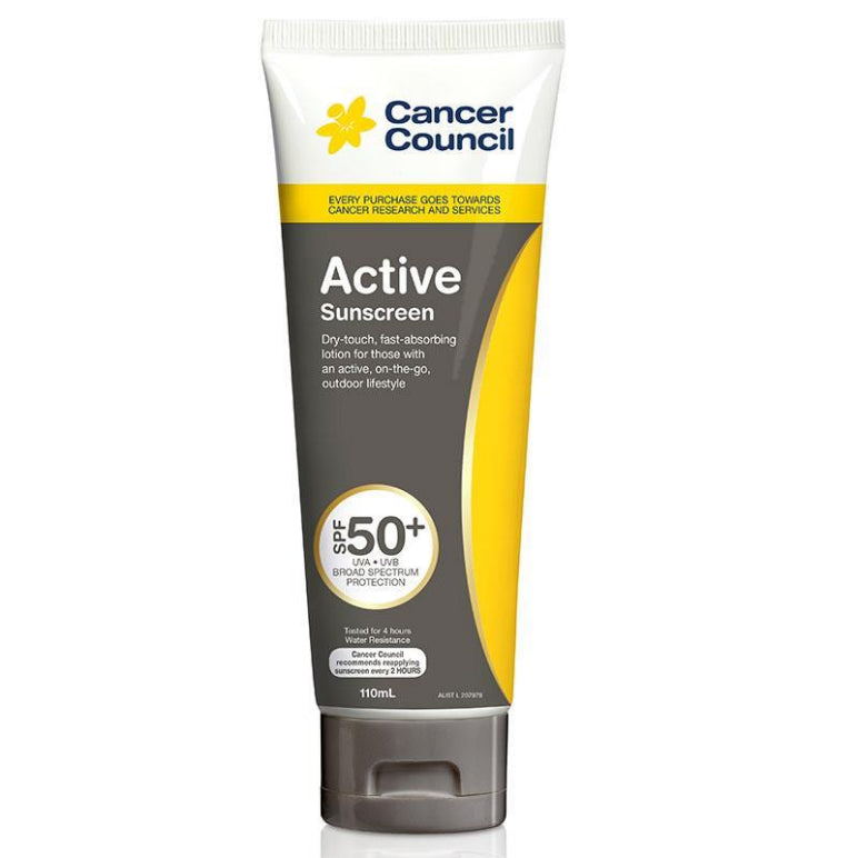 Cancer Council SPF 50+ Active 110ml Tube front image on Livehealthy HK imported from Australia