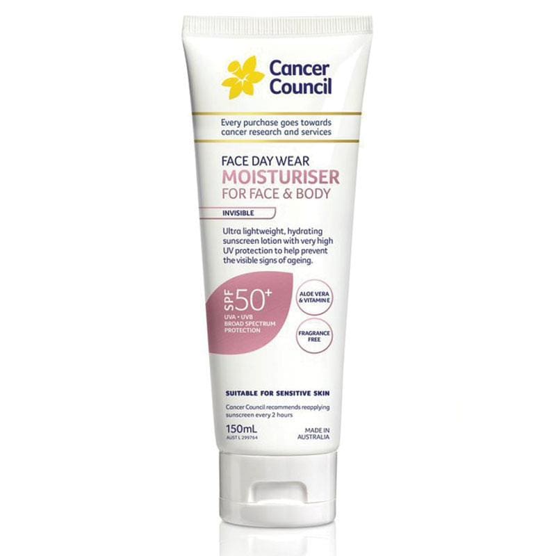 Cancer Council SPF 50+ Face & Body Moisturiser 150ml front image on Livehealthy HK imported from Australia