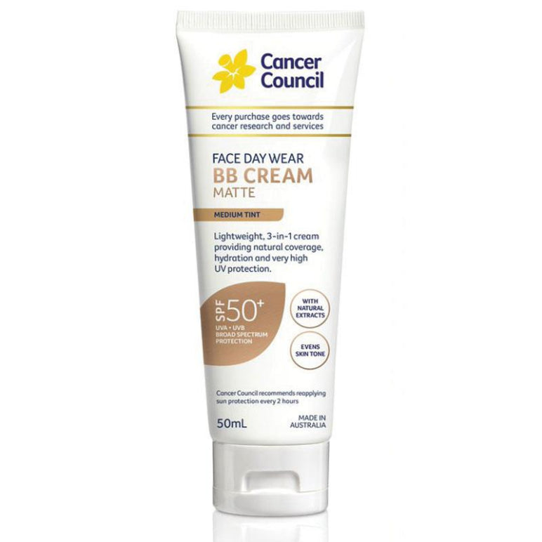 Cancer Council SPF 50+ Face Day Wear BB Cream Matte Medium Tint 50ml front image on Livehealthy HK imported from Australia