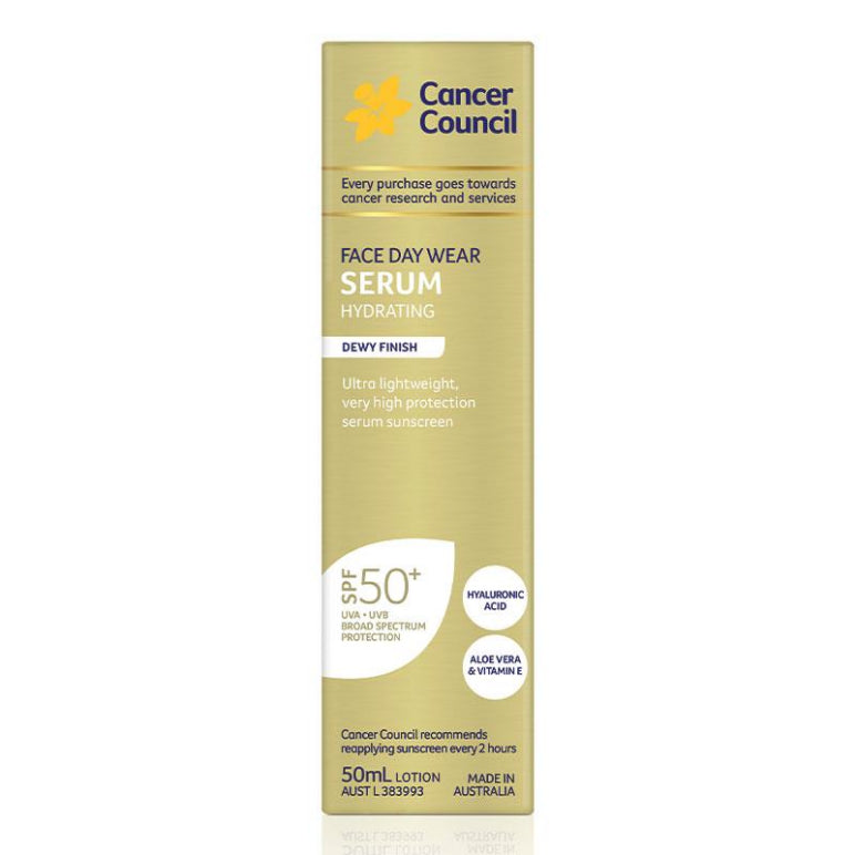 Cancer Council SPF 50+ Face Day Wear Serum 50ml front image on Livehealthy HK imported from Australia