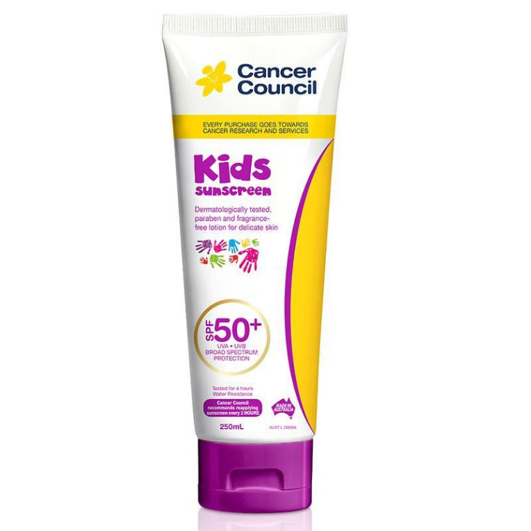 Cancer Council SPF 50+ Kids 250ml Tube front image on Livehealthy HK imported from Australia