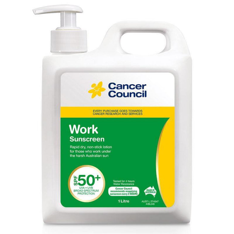 Cancer Council SPF 50+ Work 1 Litre front image on Livehealthy HK imported from Australia