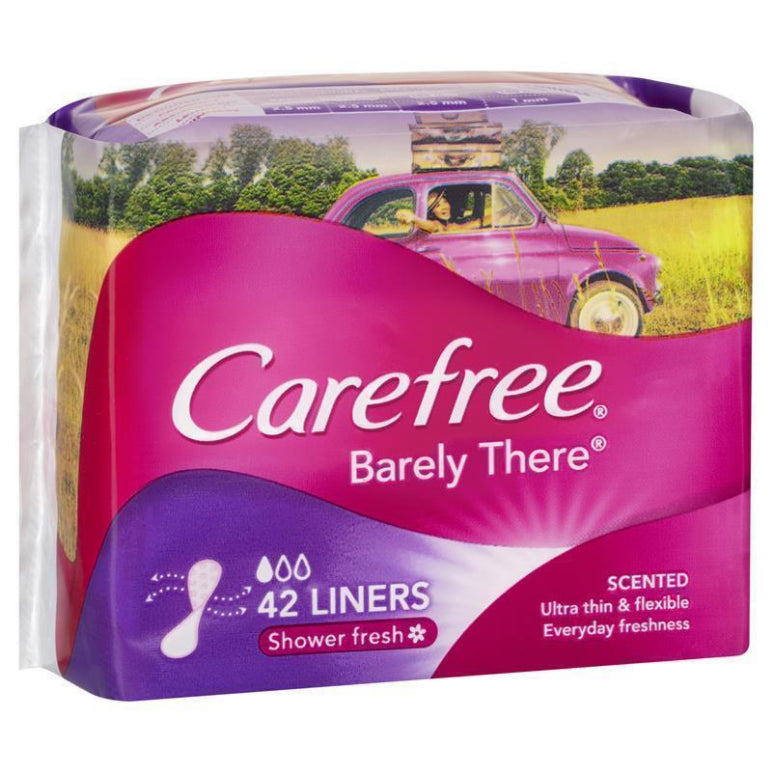 Carefree Barely There Shower Fresh Scented Panty Liners 42 Pack front image on Livehealthy HK imported from Australia