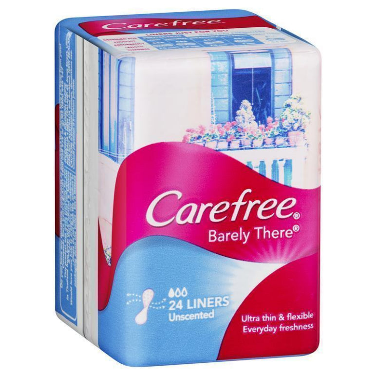 Carefree Barely There Unscented Panty Liners 24 Pack front image on Livehealthy HK imported from Australia