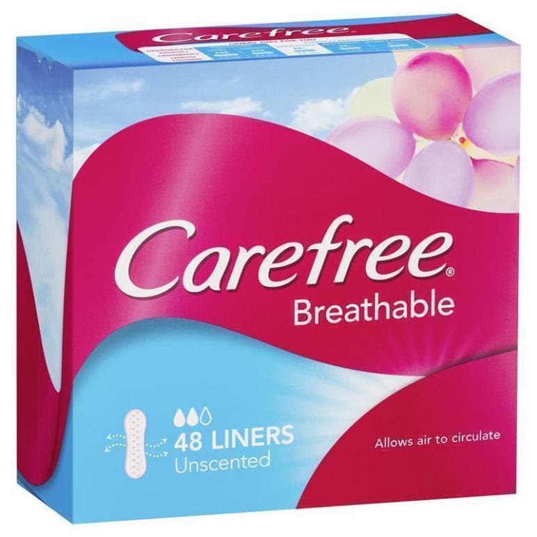 Carefree Breathable Unscented Panty Liners 48 Pack front image on Livehealthy HK imported from Australia