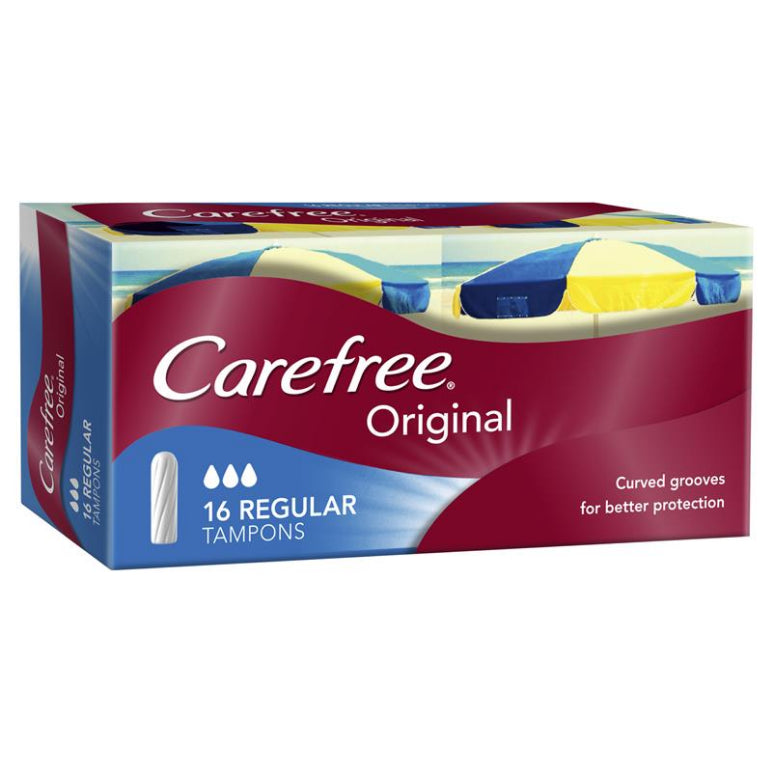 Carefree Original Regular Tampons 16 front image on Livehealthy HK imported from Australia