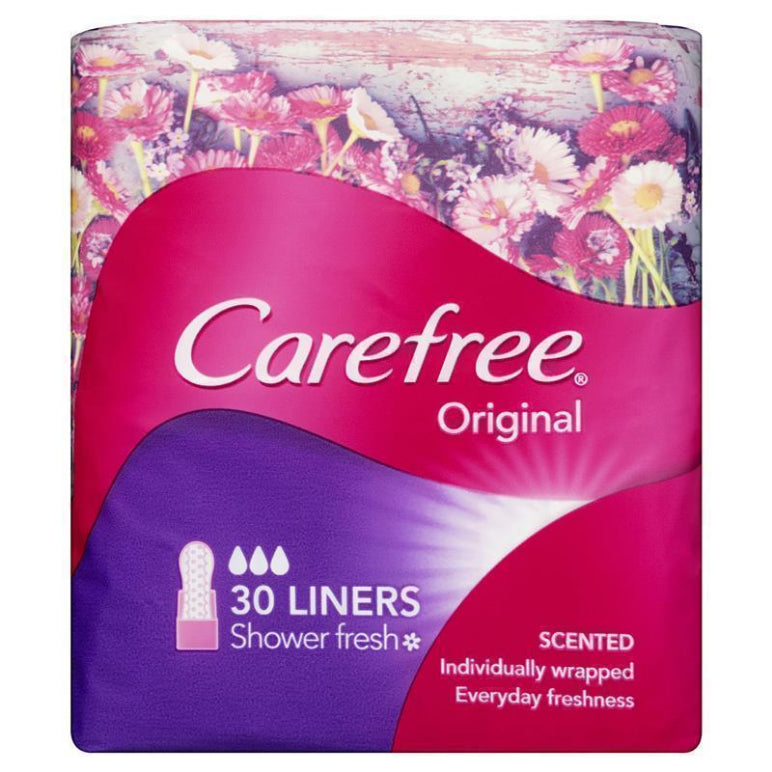 Carefree Original Shower Fresh Scented Panty Liners 30 Pack front image on Livehealthy HK imported from Australia