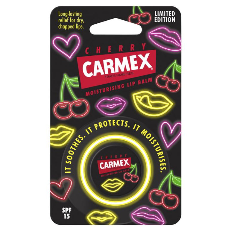Carmex Cherry Neon SPF 15 Jar 7.5g front image on Livehealthy HK imported from Australia