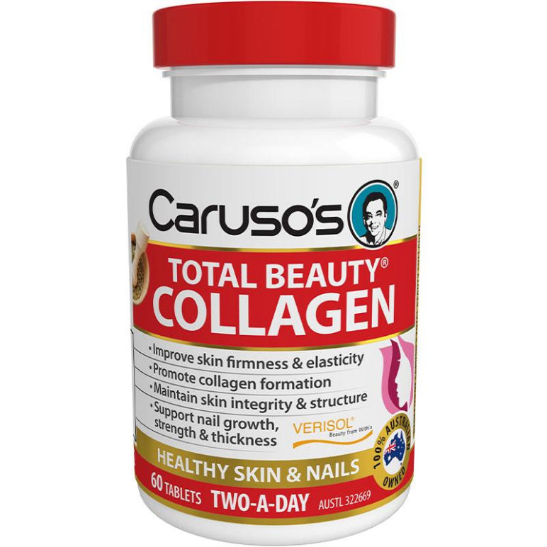 Caruso Natural Health Total Beauty Collagen 60 Tablets front image on Livehealthy HK imported from Australia