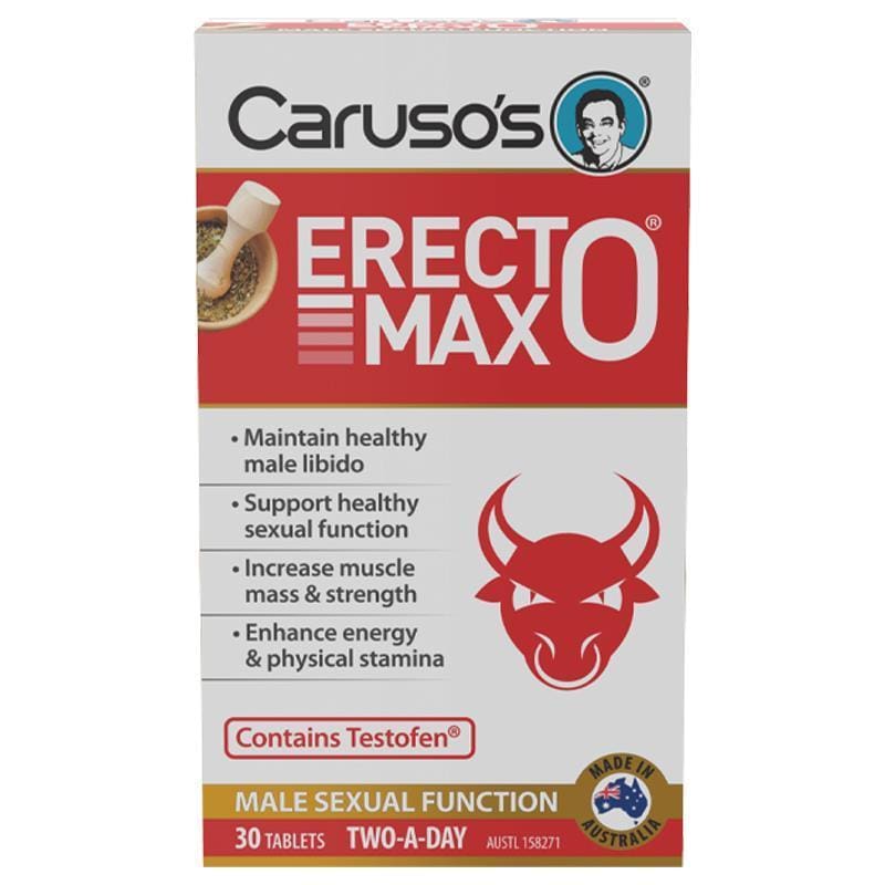 Carusos Erecto MAX 30 Tablets front image on Livehealthy HK imported from Australia