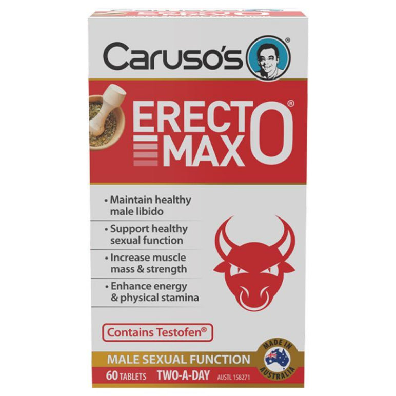 Carusos Erecto MAX 60 Tablets front image on Livehealthy HK imported from Australia