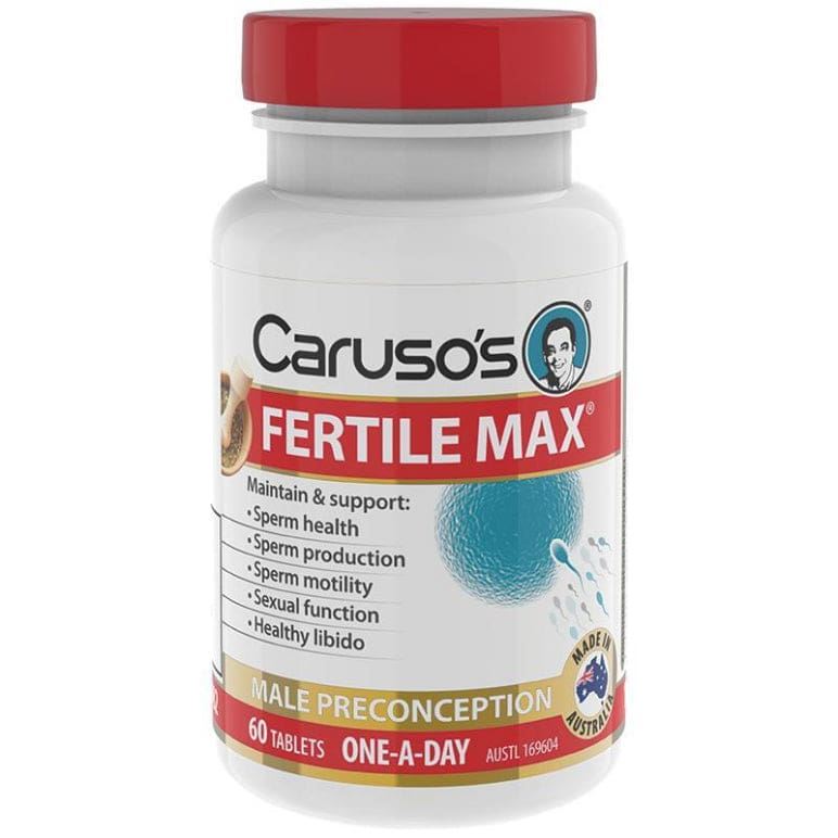 Carusos Fertile Max (Sperm Max) 60 Tablets front image on Livehealthy HK imported from Australia
