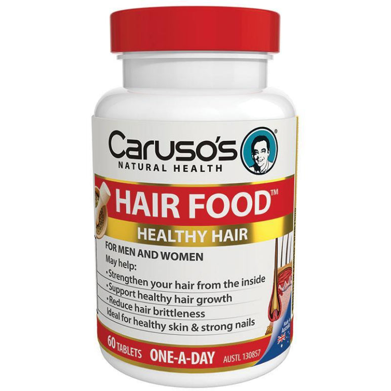 Carusos Figaro Hair Food Plus 60 Tablets front image on Livehealthy HK imported from Australia