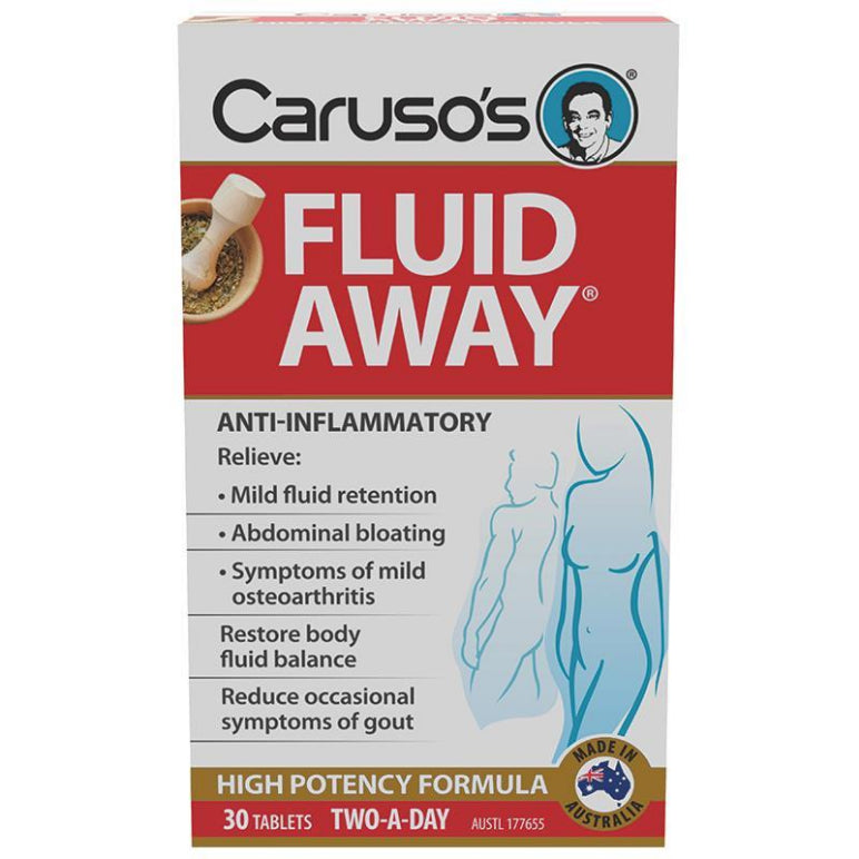 Carusos Fluid Away 30 Tablets front image on Livehealthy HK imported from Australia