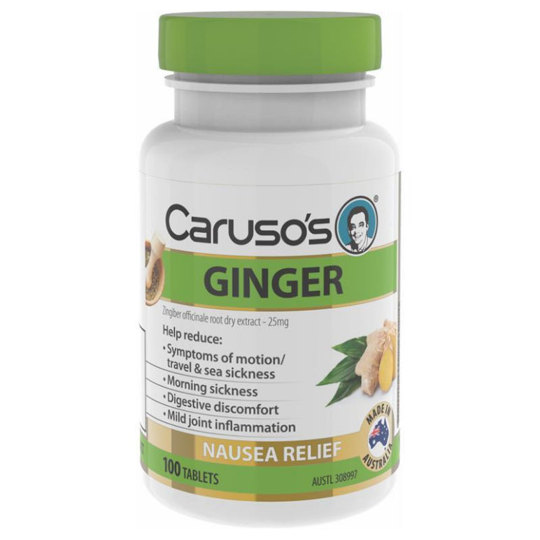 Carusos Ginger 100 Tablets front image on Livehealthy HK imported from Australia