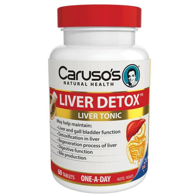 Carusos Liver Clear Detox 60 Tablets front image on Livehealthy HK imported from Australia