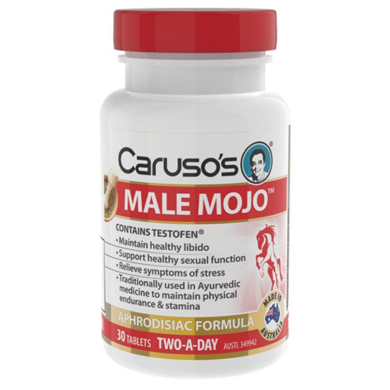 Carusos Male Mojo 30 Tablets front image on Livehealthy HK imported from Australia