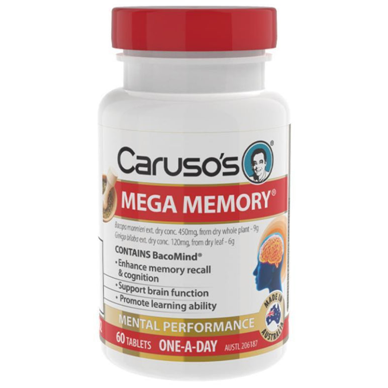 Carusos Mega Memory 60 Tablets front image on Livehealthy HK imported from Australia