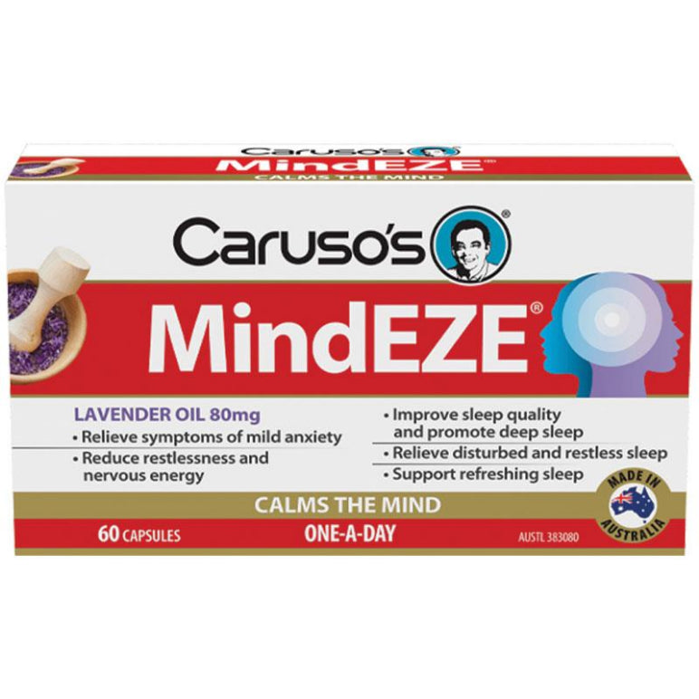 Carusos MindEZE 60 Capsules front image on Livehealthy HK imported from Australia