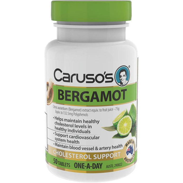 Carusos One a Day Bergamot 50 Tablets front image on Livehealthy HK imported from Australia