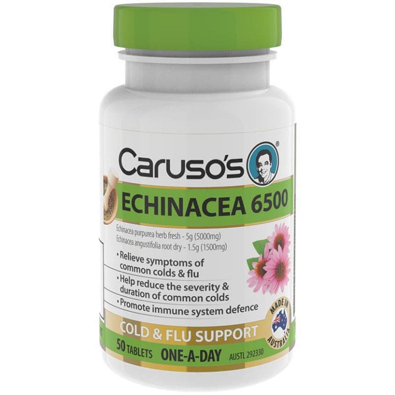 Carusos One a Day Echinacea 6500mg 50 Tablets front image on Livehealthy HK imported from Australia