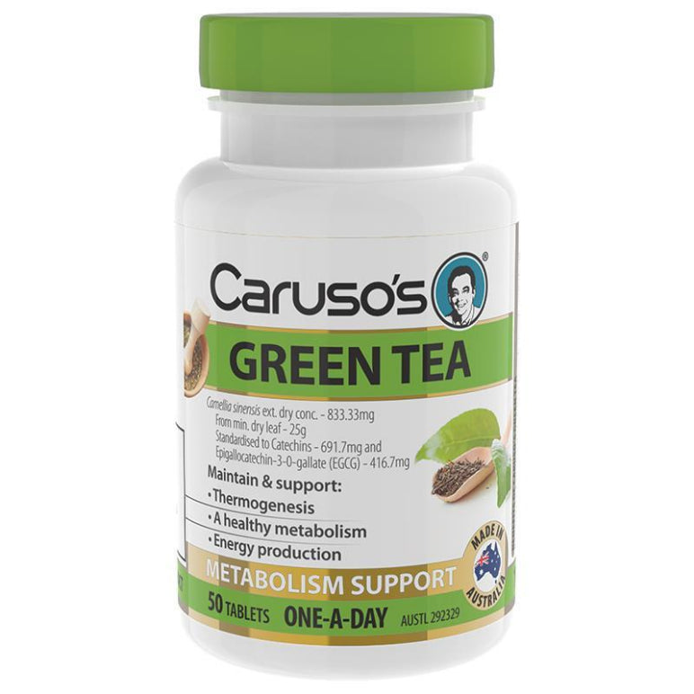 Carusos One a Day Green Tea 50 Tablets front image on Livehealthy HK imported from Australia