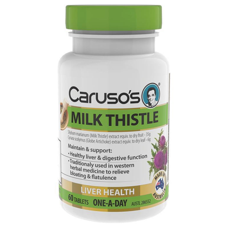 Carusos One a Day Milk Thistle 60 Tablets front image on Livehealthy HK imported from Australia