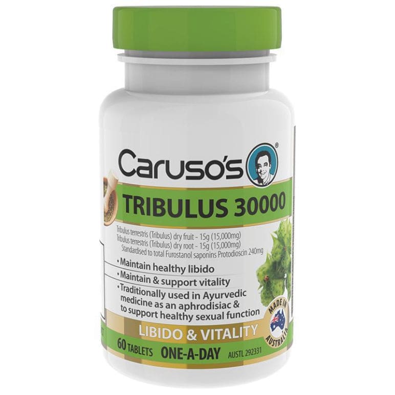 Carusos One a Day Tribulus 30000mg 60 Tablets front image on Livehealthy HK imported from Australia