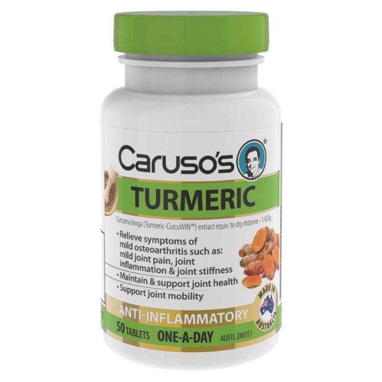 Carusos One a Day Turmeric 50 Tablets front image on Livehealthy HK imported from Australia