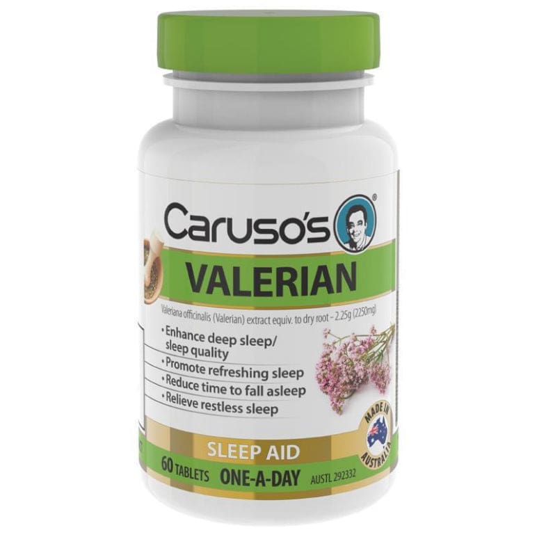 Carusos One a Day Valerian 60 Tablets front image on Livehealthy HK imported from Australia