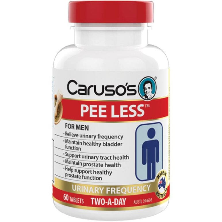 Carusos Pee Less 60 Tablets front image on Livehealthy HK imported from Australia