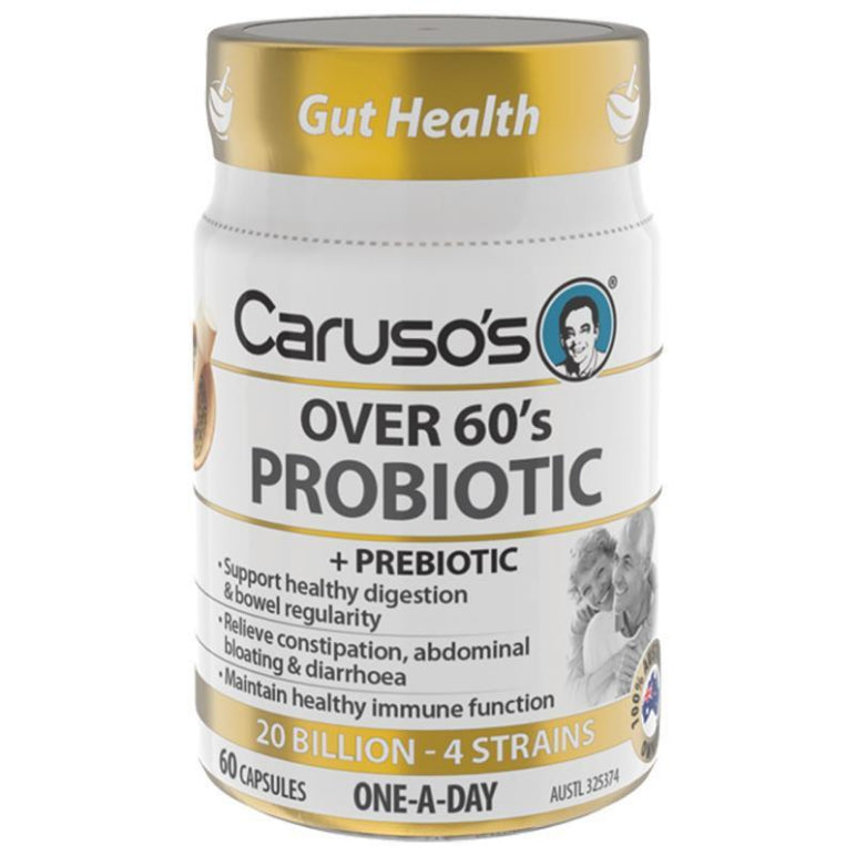 Carusos Probiotic Over 60+ years 60 Capsules front image on Livehealthy HK imported from Australia
