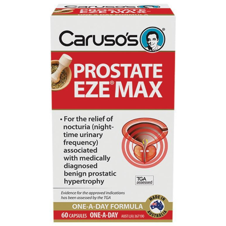 Carusos Prostate Eze Max 60 Capsules front image on Livehealthy HK imported from Australia