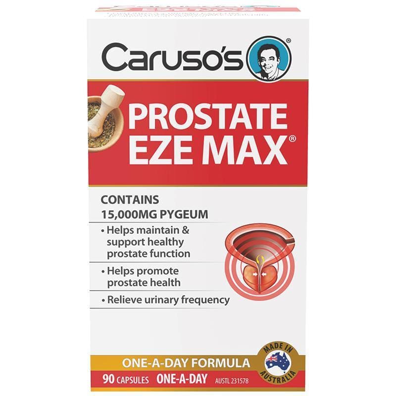 Carusos Prostate Eze Max 90 Capsules front image on Livehealthy HK imported from Australia