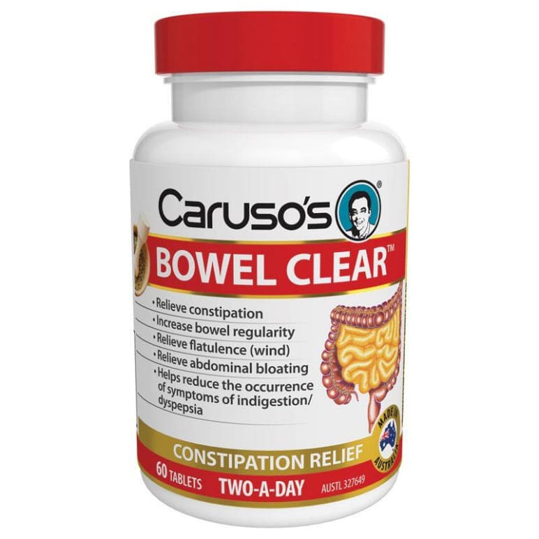 Carusos Quick Cleanse Bowel Clear 60 Tablets front image on Livehealthy HK imported from Australia