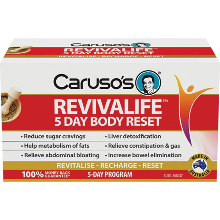 Carusos Revivalife 5 Day Reset Kit 30 Tablets front image on Livehealthy HK imported from Australia