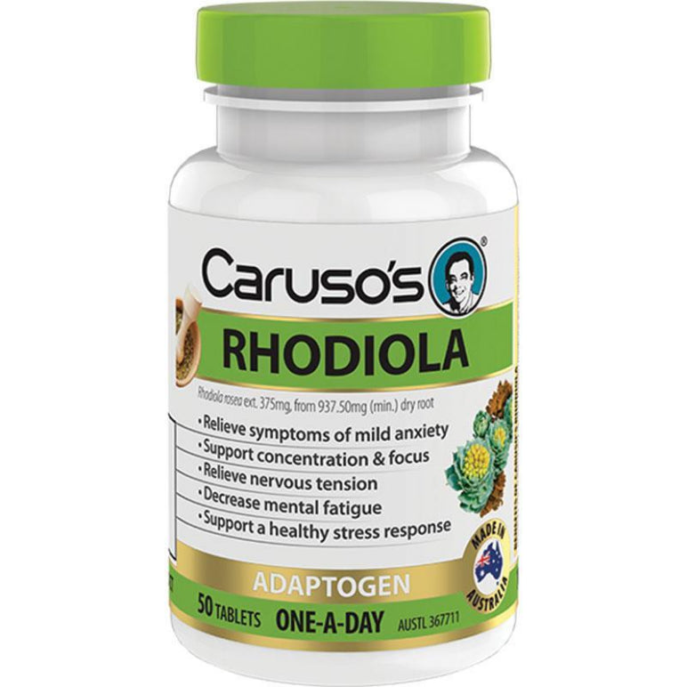 Carusos Rhodiola 50 Tablets front image on Livehealthy HK imported from Australia