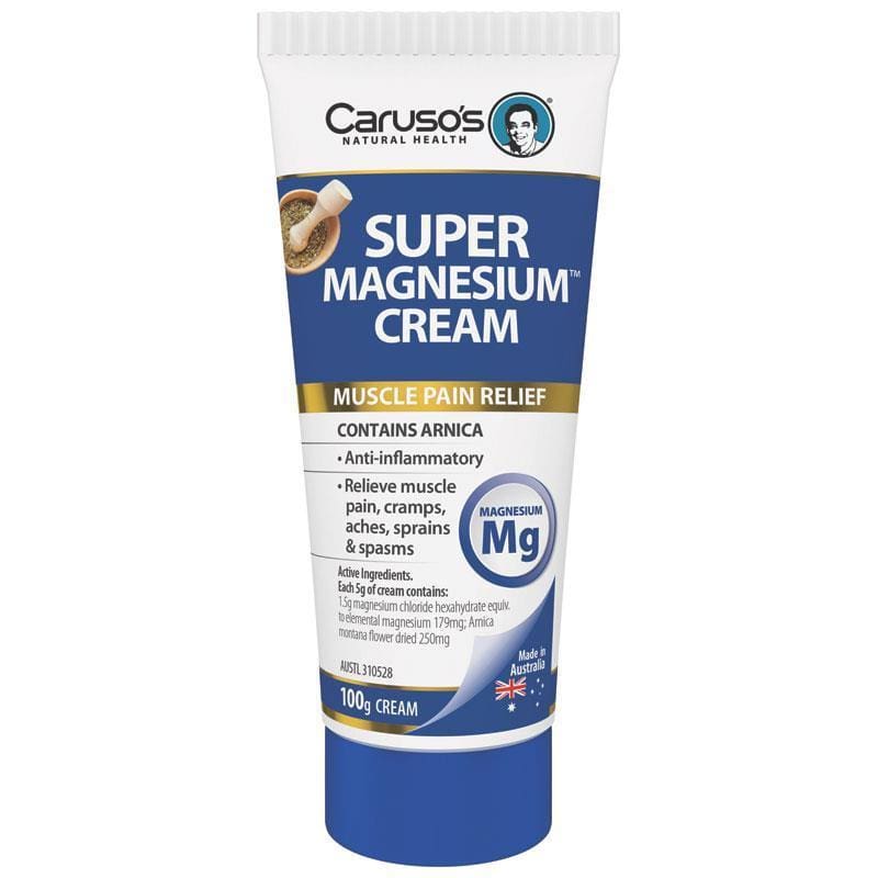 Carusos Super Magnesium Cream 100g front image on Livehealthy HK imported from Australia
