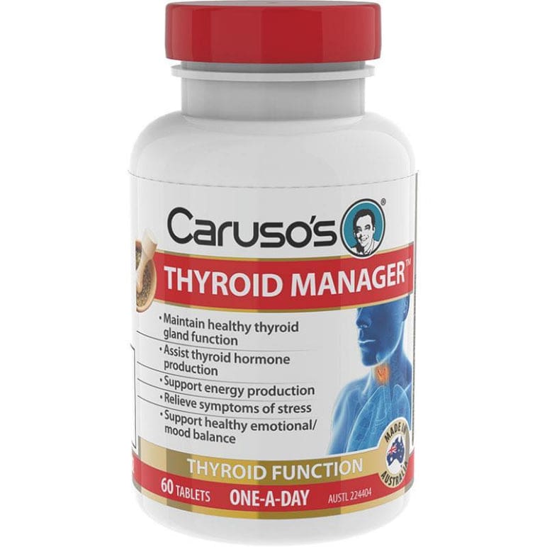 Carusos Thyroid Manager 60 Tablets front image on Livehealthy HK imported from Australia