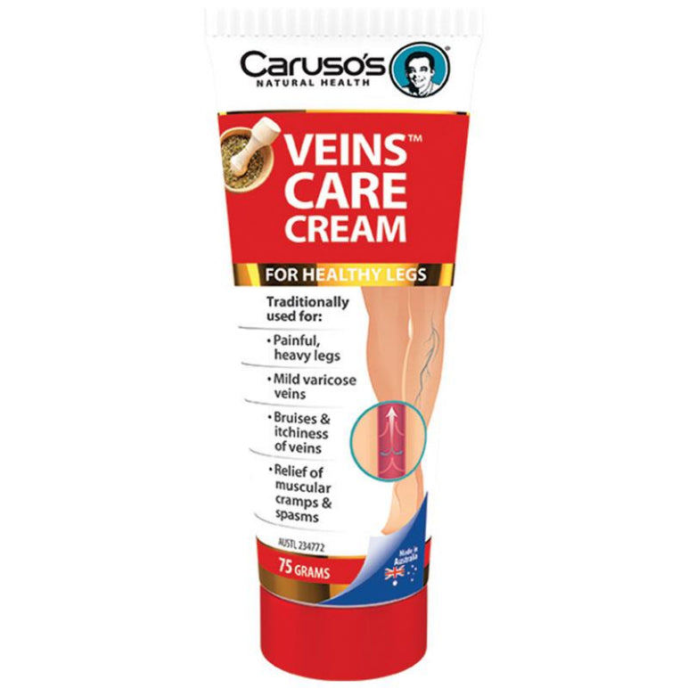 Carusos Veins Care Cream 75g front image on Livehealthy HK imported from Australia