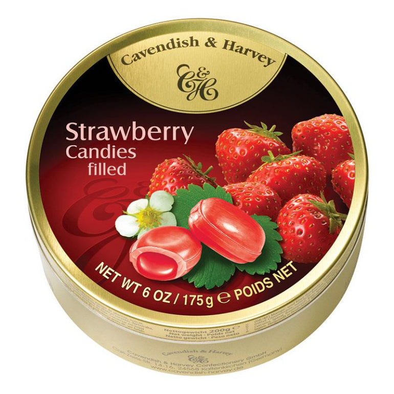 Cavendish & Harvey Strawberry Filled Tin 175g front image on Livehealthy HK imported from Australia