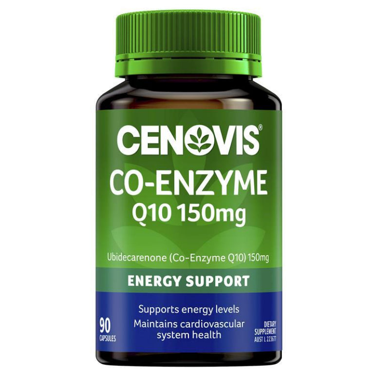 Cenovis CoEnzyme Q10 150mg CoQ10 for Energy - 90 Capsules front image on Livehealthy HK imported from Australia