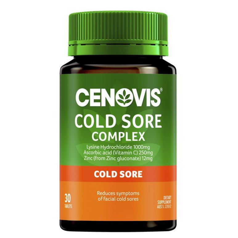 Cenovis Cold Sore Complex for Immune Support 30 Tablets front image on Livehealthy HK imported from Australia