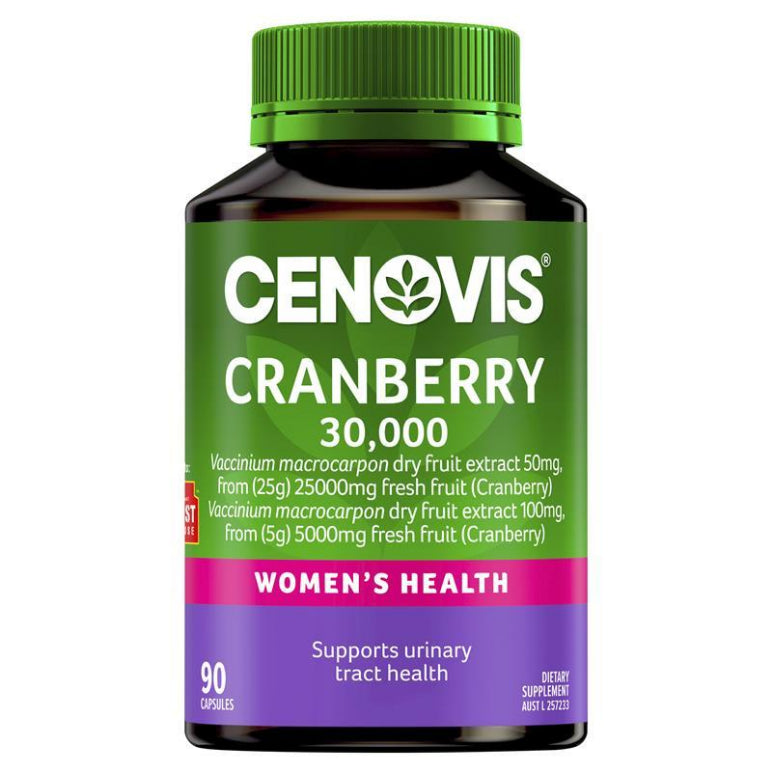 Cenovis Cranberry 30,000 for Women's Health 90 Capsules front image on Livehealthy HK imported from Australia