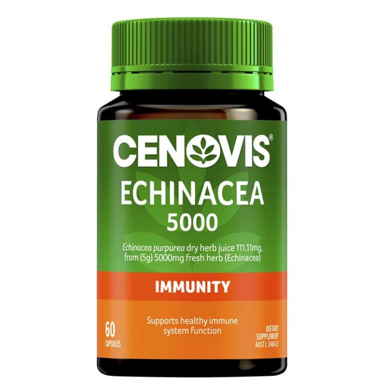 Cenovis Echinacea 5000 for Immune Support 60 Capsules front image on Livehealthy HK imported from Australia