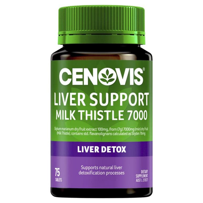 Cenovis Liver Support Milk Thistle 7000 75 Tablets front image on Livehealthy HK imported from Australia